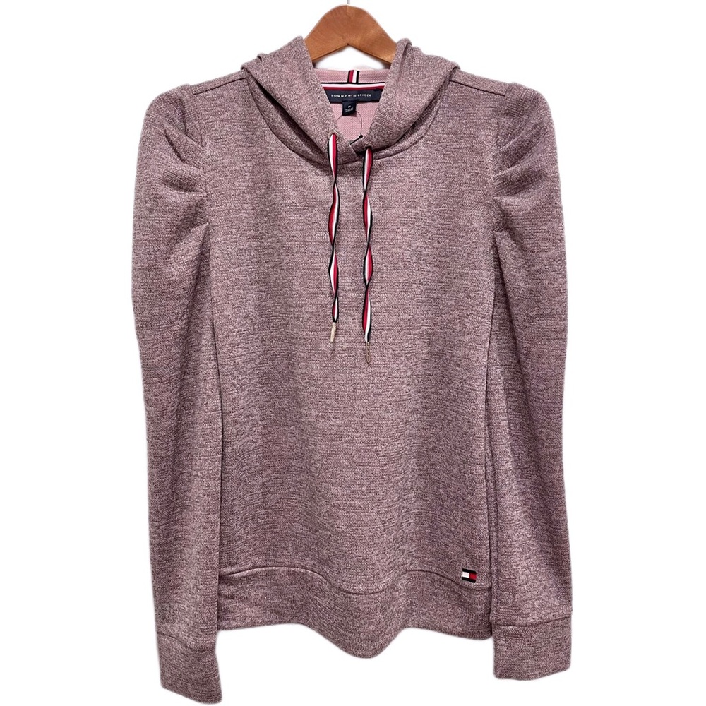 TOMMY HILFIGER Puff Sleeves Pullover Hoodie Glitter-like Heather Pink J11H0439